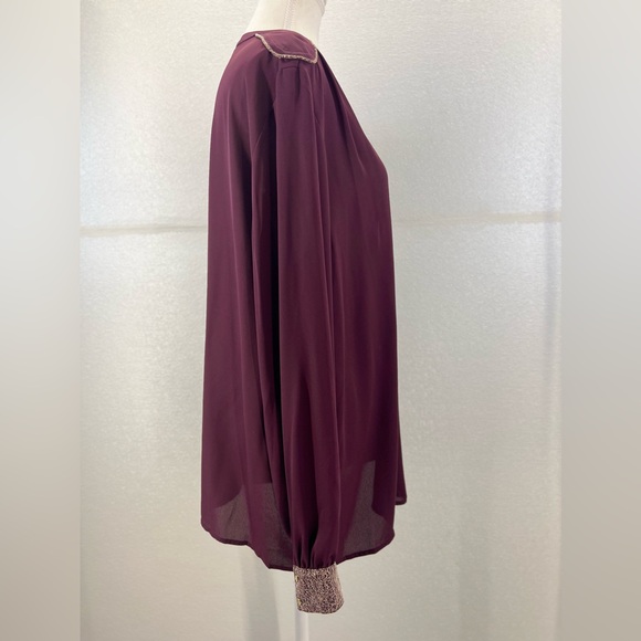 Metaphor Burgandy Dark  Red Semi Sheer Buttom Down Top SIZE XL - Picture 9 of 17